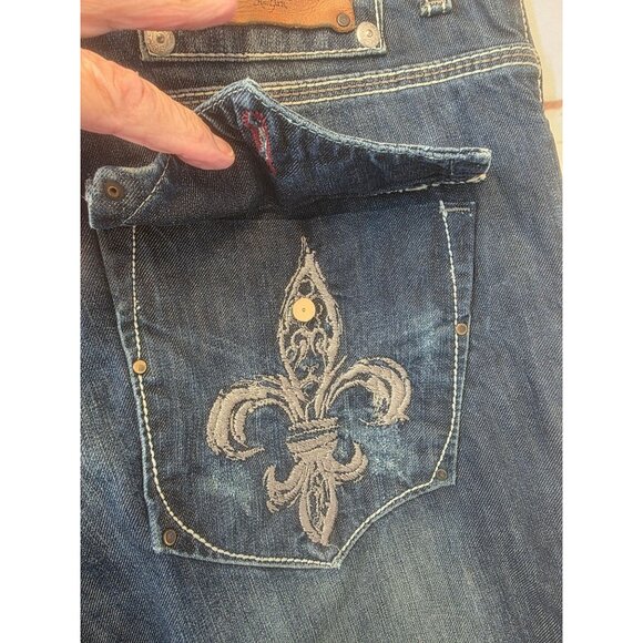 Marc Ecko Cut & Sew Jeans Mens Sz 34x33 Straight Leg Fleur Pocket Y2K Denim - Picture 12 of 12